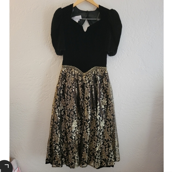 Scott McClintock Vintage 1980s Velvet Open Back Dress Size 6 - Picture 1 of 6